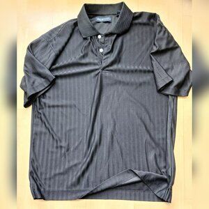 PGA Tour Polo Shirt Men's Size Large Black Stripe Short Sleeve